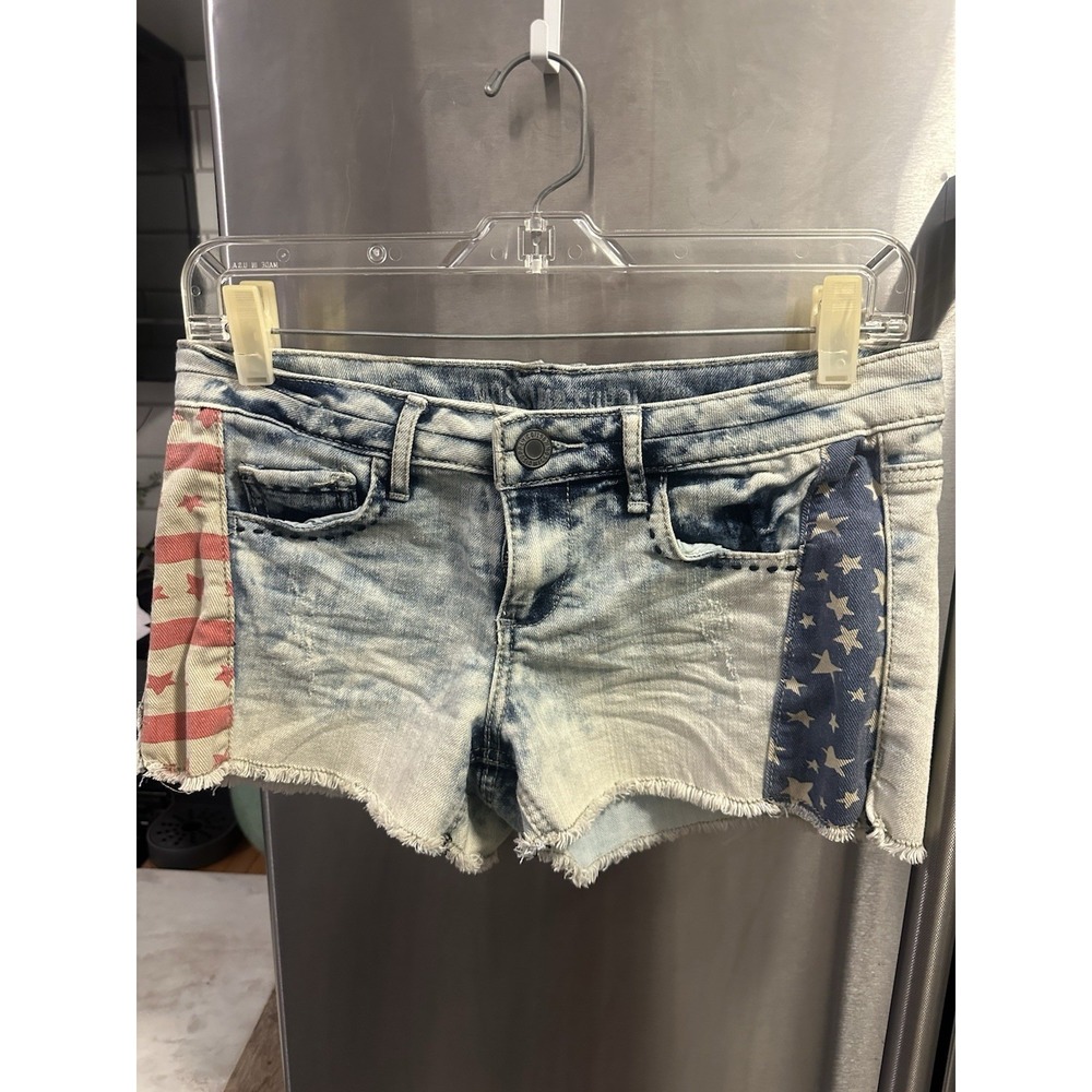 Micro Mini Patch Work American Flag Shorts Massimo Sz6 Festival Rodeo Line Dance